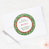 Groene Hulst met Rode Bessen Custom Bakken Ronde Sticker (Envelop)
