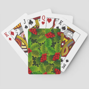 Groene Hulst met Rode Bessen Pokerkaarten