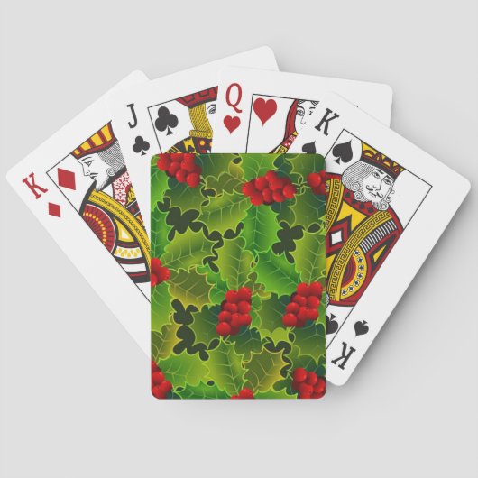 Groene Hulst met Rode Bessen Pokerkaarten (Achterkant)