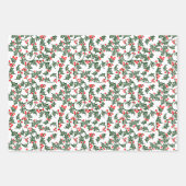 Groene Hulst met Rode Bessen Rustic Inpakpapier Vel (Voorkant 3)