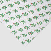 Groene Hulst Met Rode Bessen Tissuepapier (Detail)