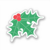Groene Hulst Rode Bessen Vakantie Sticker (Voorkant)