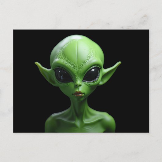 Groene humanoïde briefkaart (Voorkant)