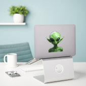 Groene humanoïde sticker (Laptop op bureau)
