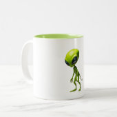 Groene humanoïde tweekleurige koffiemok (Voorkant links)