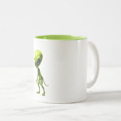 Groene humanoïde tweekleurige koffiemok (Voorkant rechts)