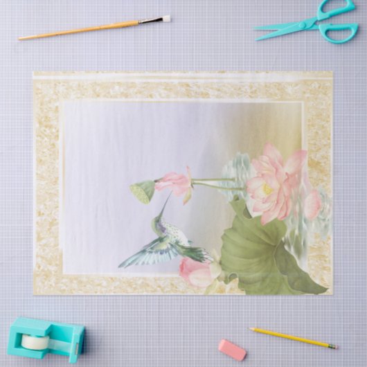 Groene Hummingbird en Roze Vloeiende Ontvlek Tissuepapier (Craft)