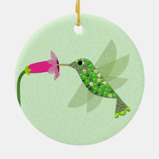 Groene Hummingbird Keramisch Ornament (Achterkant)