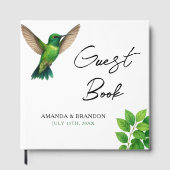 Groene Hummingbird Leafy Botanische grens bruiloft Gastenboek (Voorkant)