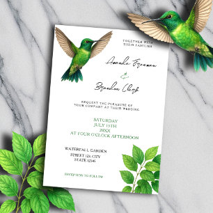Groene Hummingbird Leafy Botanische grens bruiloft Kaart