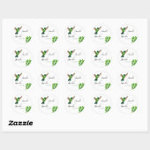 Groene Hummingbird Leafy Botanische grens bruiloft Ronde Sticker (Vel)