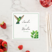 Groene Hummingbird Leafy Botanische grens bruiloft Servet (Insitu)