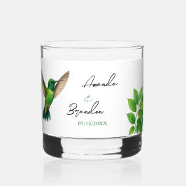 Groene Hummingbird Leafy Botanische grens bruiloft Whisky Glas