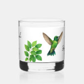 Groene Hummingbird Leafy Botanische grens bruiloft Whisky Glas (Links)