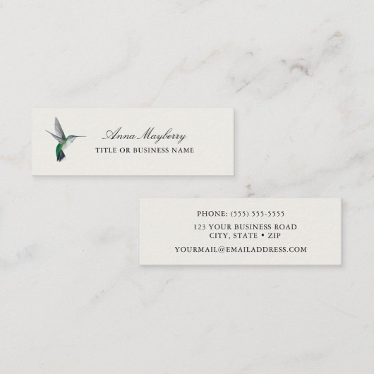 Groene Hummingbird Mini Visitekaartje (Voorkant / Achterkant)