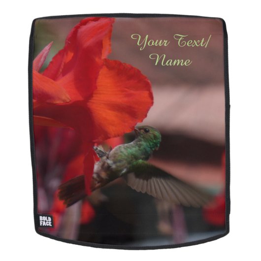 Groene Hummingbird op de ventilator. Backpack Face (Verwijderbaar gezicht)