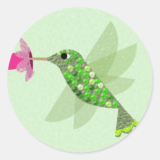 Groene Hummingbird Ronde Sticker (Voorkant)