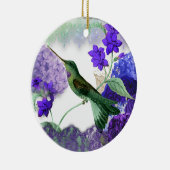 Groene Hummingbird, Serenity Prayer, paarse bloeme Keramisch Ornament (Rechts)