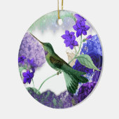 Groene Hummingbird, Serenity Prayer, paarse bloeme Keramisch Ornament (Links)