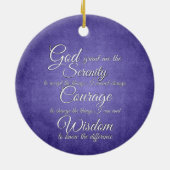 Groene Hummingbird, Serenity Prayer, paarse bloeme Keramisch Ornament (Achterkant)