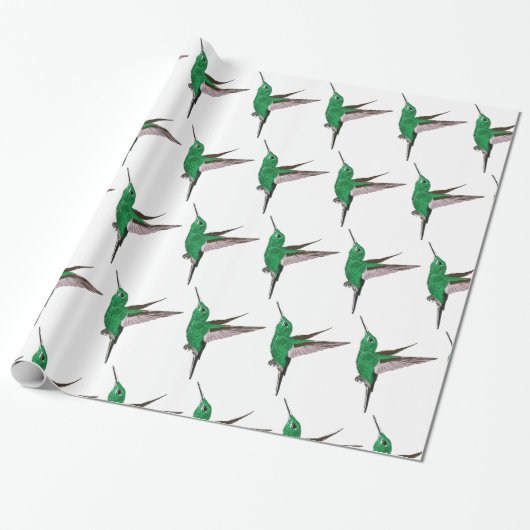 Groene Hummingvogels Cadeaupapier (Uitgerold)