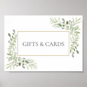 Groene Huwelijk Aquarel Bladeren Bord Poster (Voorkant)