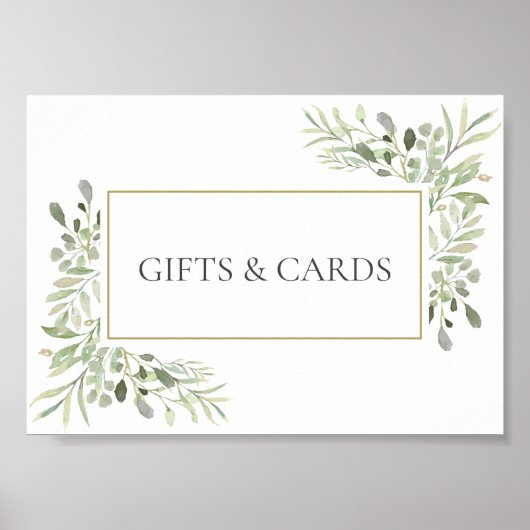 Groene Huwelijk Aquarel Bladeren Bord Poster (Voorkant)