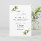 Groene Huwelijk: Elegant Blad Huwelijk Kaart (Staand voorkant)