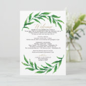 Groene Huwelijks Itinerarium Welkomstbrief Programmakaart (Staand voorkant)