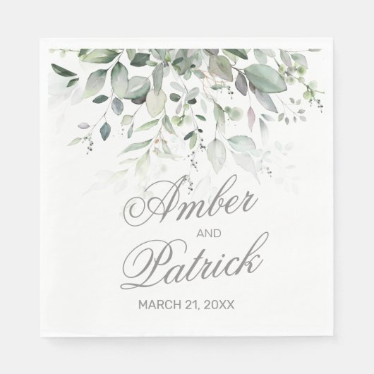Groene Huwelijks Papier Servet (Voorkant)