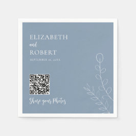 Groene Huwelijks QR Deel Je Foto's Stofblauw Servet