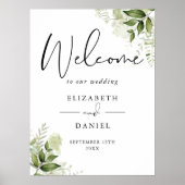 Groene Huwelijks Welkomstbord met Blad Poster (Voorkant)
