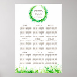 Groene Huwelijks Zitplaats Tafel Planner 1-9 tafel Poster