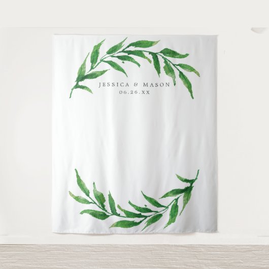 Groene Huwelijksachtergrond Fotocabine Wandkleed (Voorkant)