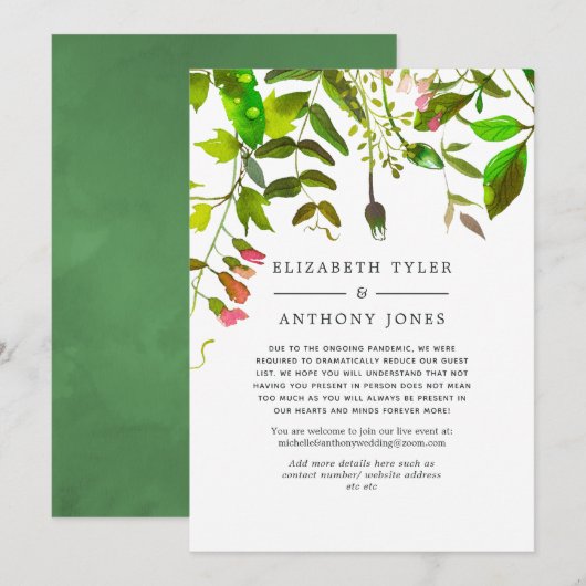 Groene Huwelijksbeperking Gastenlijst Aankondiging (Voorkant / Achterkant)