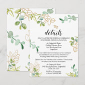 Groene Huwelijksdetails Enclosure Card Eucalyptus Informatiekaartje (Voorkant / Achterkant)