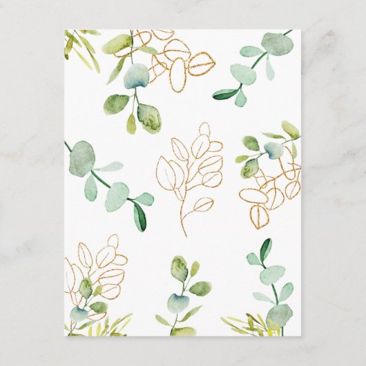 Groene Huwelijksdetails Enclosure Card Eucalyptus Informatiekaartje (Achterkant)
