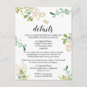 Groene Huwelijksdetails Enclosure Card Eucalyptus Informatiekaartje (Voorkant)