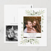 Groene Huwelijksfoto Bedankt Aquarel Briefkaart (Voorkant / Achterkant)