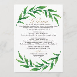 Groene Huwelijksprogramma Welkomstbrief Programmakaart