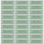 Groene Huwelijksuitnodiging Adreslabels met Loofpr Sticker (Voorkant)