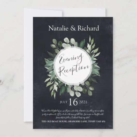 Groene Huwelijksuitnodiging, Avondreceptie Kaart (Voorkant)