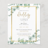 Groene Huwelijksuitnodiging Eucalyptus Wit Goud (Voorkant)