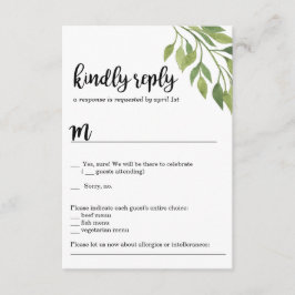 Groene huwelijksuitnodiging RSVP kaart botanisch