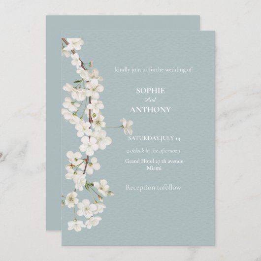 Groene Huwelijksuitnodiging Set  Kaart (Voorkant / Achterkant)