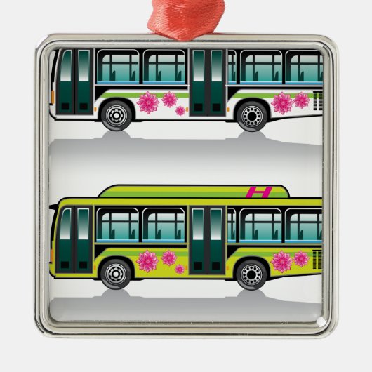 Groene hybride bus-vector metalen ornament (Voorkant)