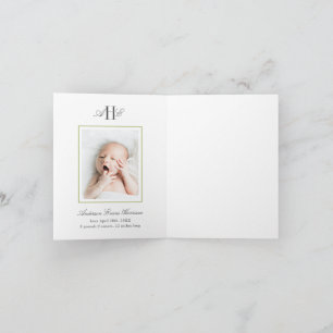 Groene Hydrangea Bloem Baby Shower Baby Foto Bedankkaart