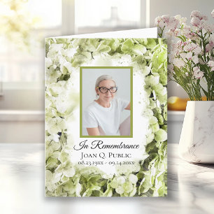 Groene Hydrangea Bloem Waterverf Begrafenis Sympat Bedankkaart