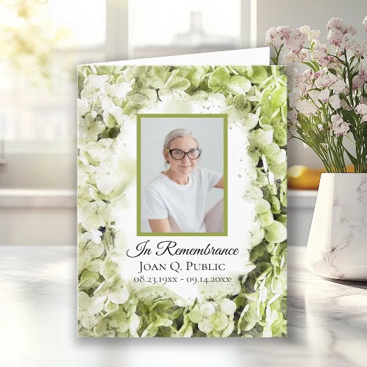 Groene Hydrangea Bloem Waterverf Begrafenis Sympat Bedankkaart