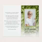 Groene Hydrangea Bloemen Begrafenis Gebed Visitekaartje (Buitenkant ongevouwen)